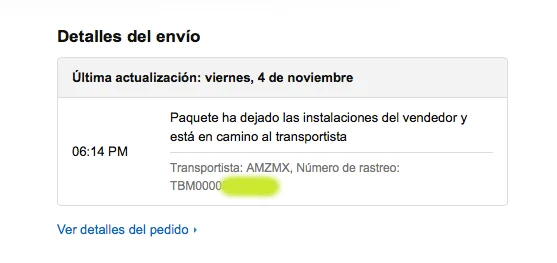 Amazon Mexico envio Transportista AMZMX