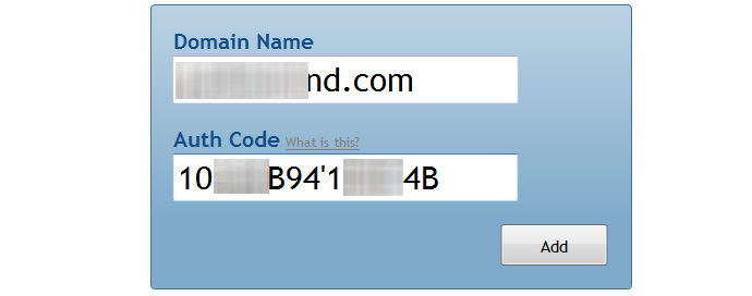 Name auth code transfer