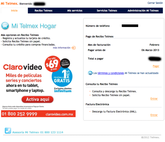 Cómo pagar el recibo de Telmex por internet